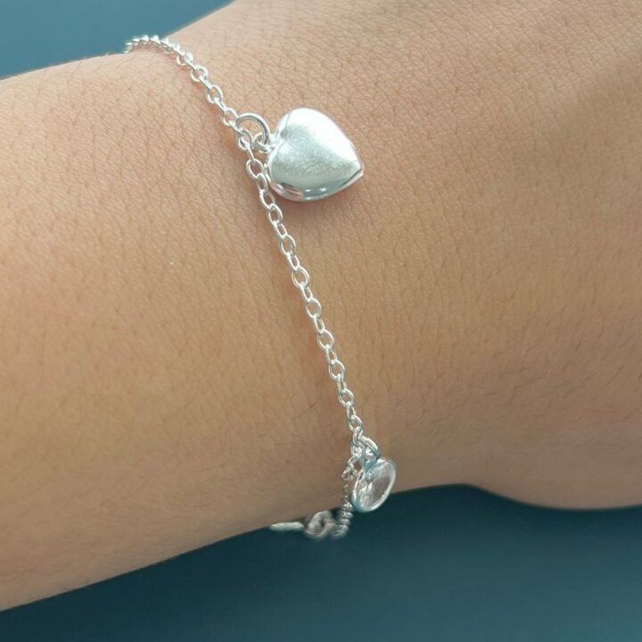 PULSEIRA CORAÇÃO COM ZIRCÔNIAS - PRATA 925