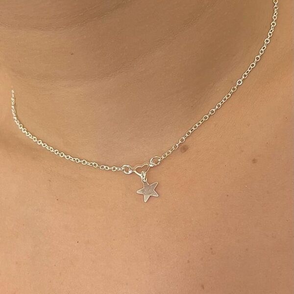 CHOKER  CORAÇÃO COM ESTRELA - PRATA 925