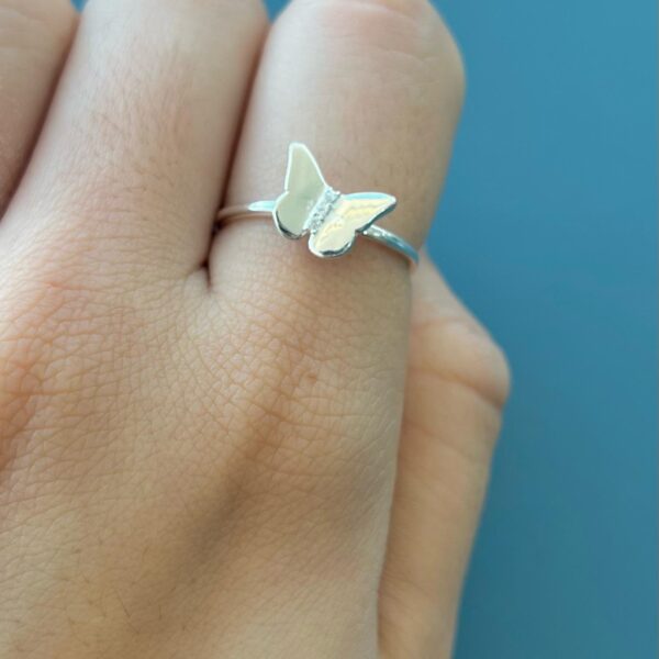 ANEL BORBOLETA COM ZIRCÔNIA - PRATA 925