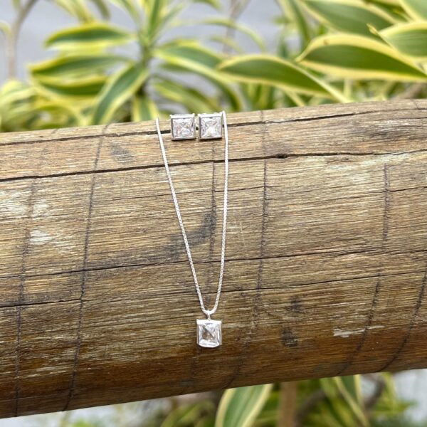 CONJUNRO QUADRADO / CRISTAL - PRATA 925