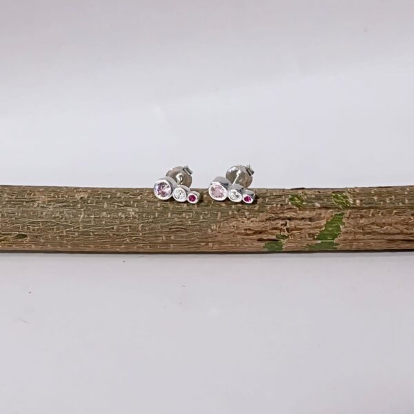 BRINCO ZIRCÔNIAS QUARTZO ROSA - PRATA 925