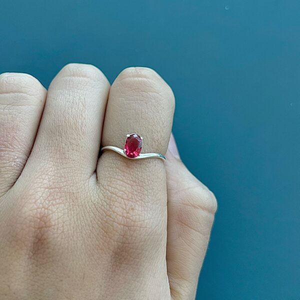 ANEL ZIRCÔNIA RUBELITA - PRATA 925 - 18