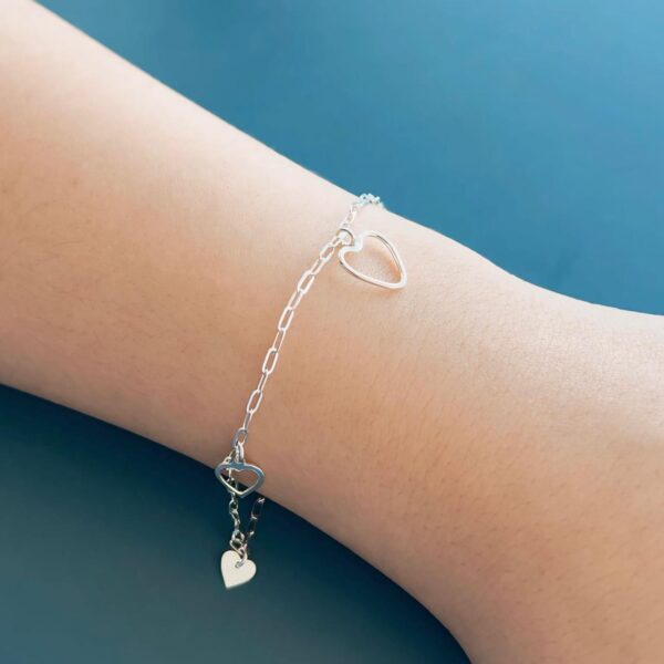 PULSEIRA CORAÇÕES - PRATA 925