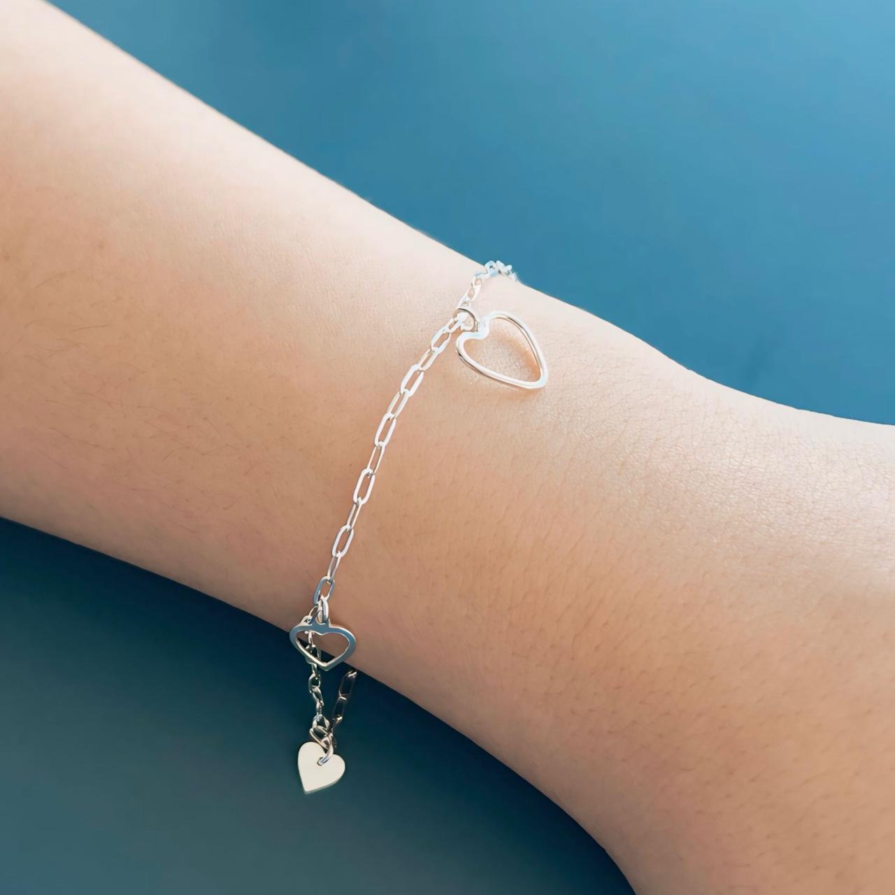 PULSEIRA CORAÇÕES - PRATA 925