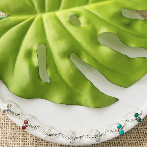 ANEL REDONDO / PEDRAS NATURAIS - PRATA 925