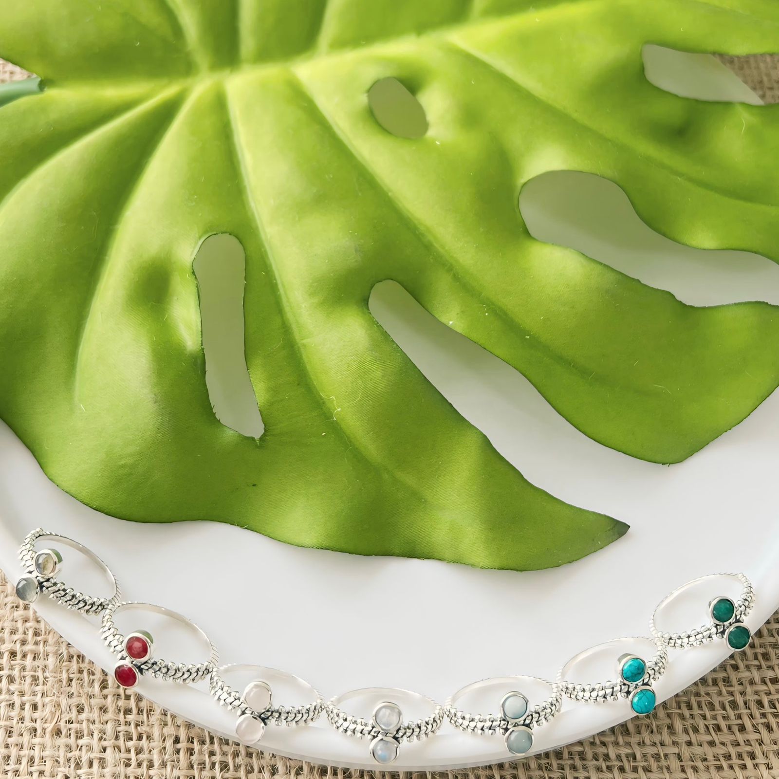 ANEL REDONDO / PEDRAS NATURAIS - PRATA 925