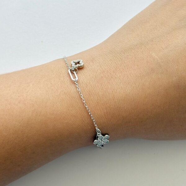 PULSEIRA TREVO / FLOR / CRAVEJADO - PRATA 925