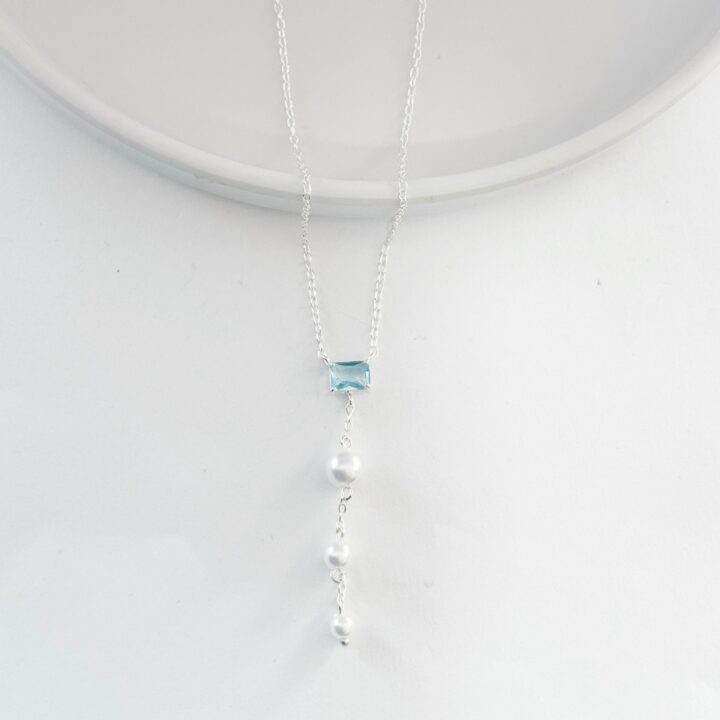 COLAR GRAVATINHA COM PERÓLAS -  PRATA 925