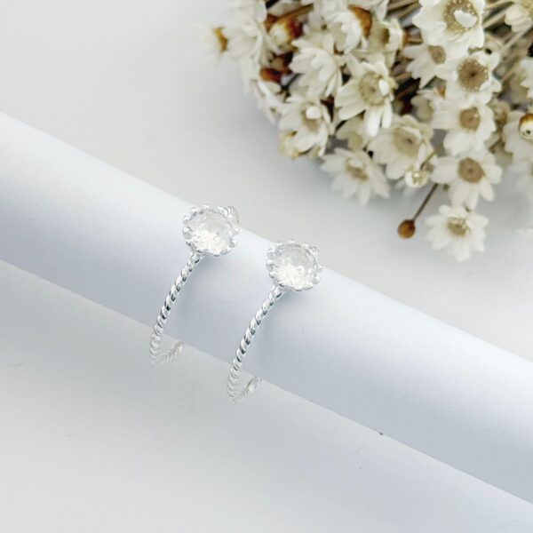 ANEL SOLITÁRIO ARO TRANÇADO - PRATA 925