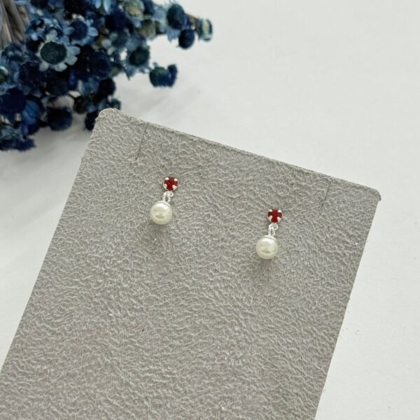 BRINCO PÉROLA COM ZIRCÔNIA - PRATA 925 - Rubi