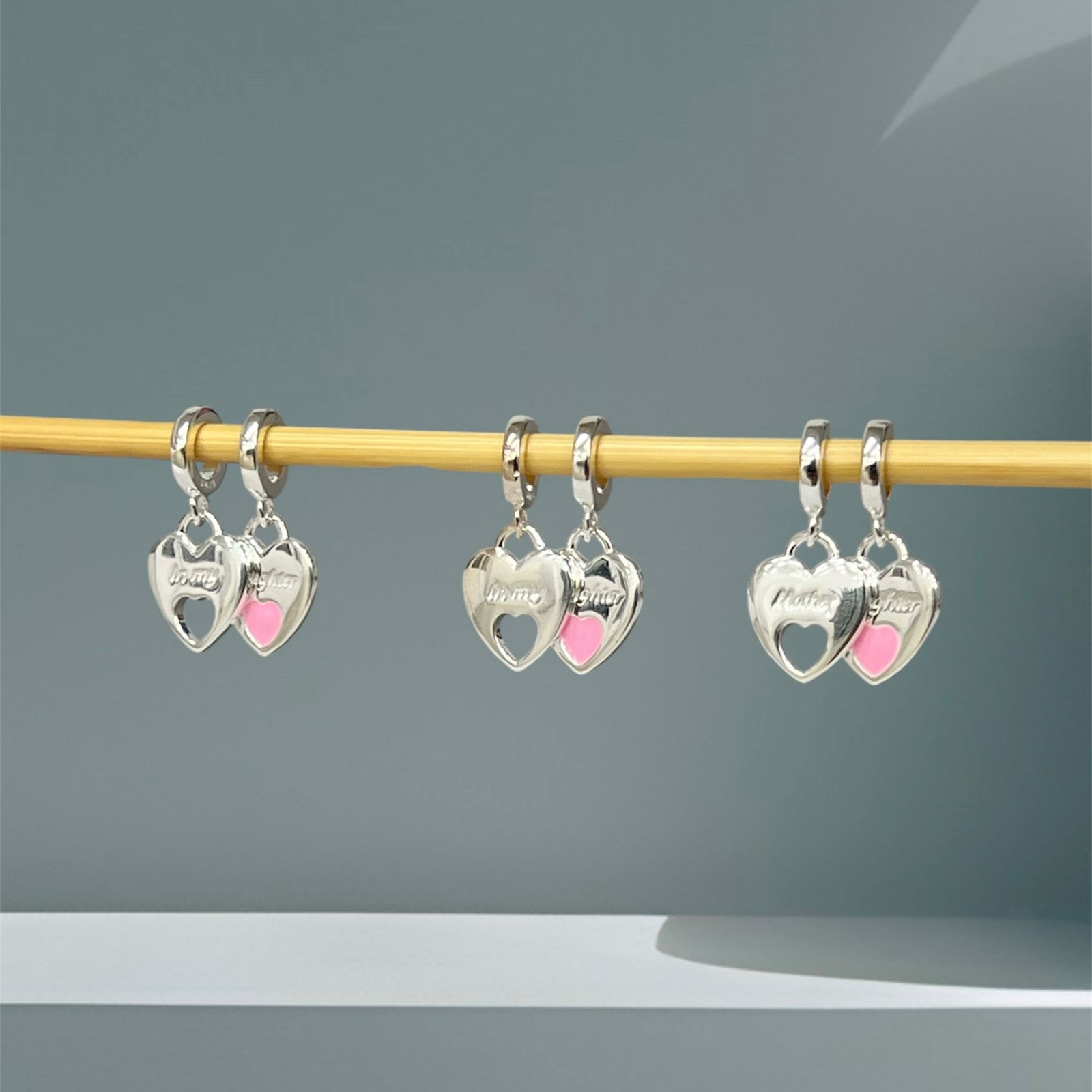 BERLOQUE DUPLO / CORAÇÕES MÃE E FILHA - PRATA 925