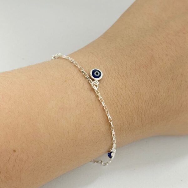 PULSEIRA OLHO GREGO / ZIRCÔNIA SAFIRA - PRATA 925