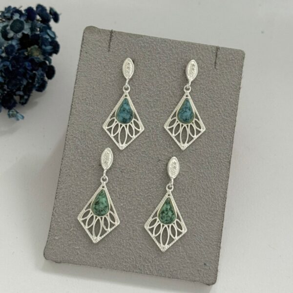 BRINCO PEDRA TURQUESA - PRATA 925