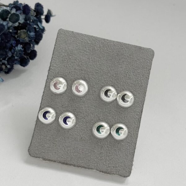 BRINCO LUA COLORIDO - PRATA 925