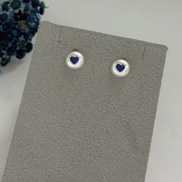 BRINCO CORAÇÃO COLORIDO - PRATA 925 - Safira