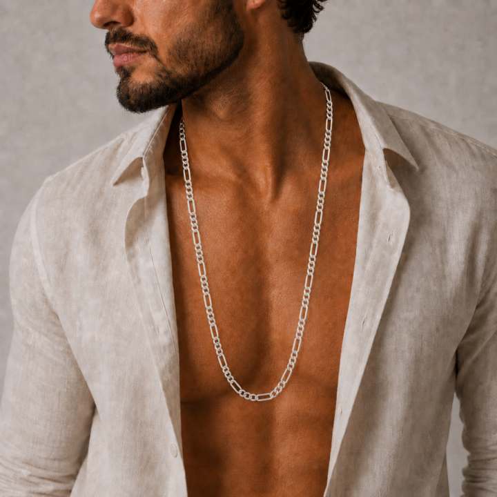 ELO 3X1 Corrente Masculina Elo 3x1 60 cm Prata 925