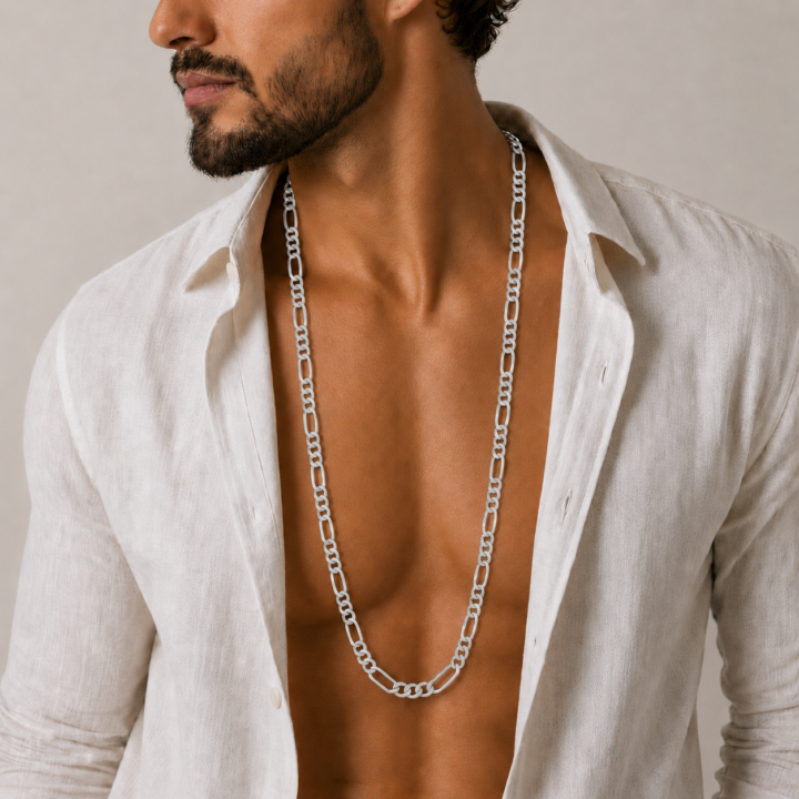 ELO 3X1 Corrente Masculina Elo 3x1 70 cm Prata 925