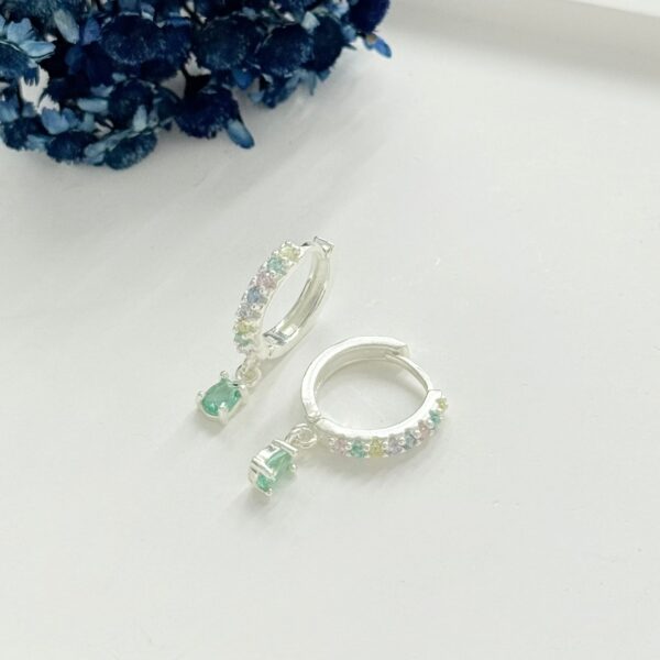 ARGOLINHA CLICK CRAVEJADA COLOR - PRATA 925 - Turmalina