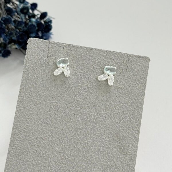 BRINCO ZIRCÔNIAS - PRATA 925 - Agua Marinha