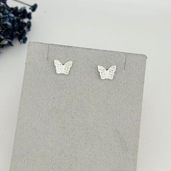 BRINCO BORBOLETA CRAVEJADA - PRATA 925