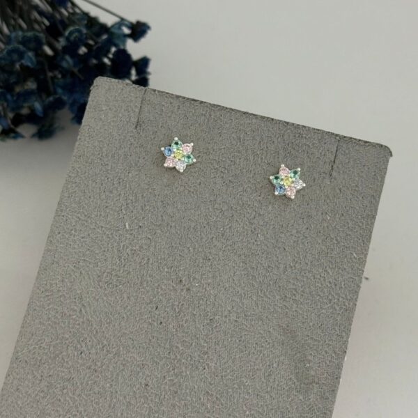 BRINCO FLORZINHA COLOR - PRATA 925