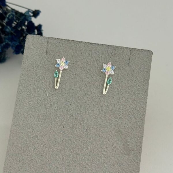 BRINCO FLOR COLORS - PRATA 925