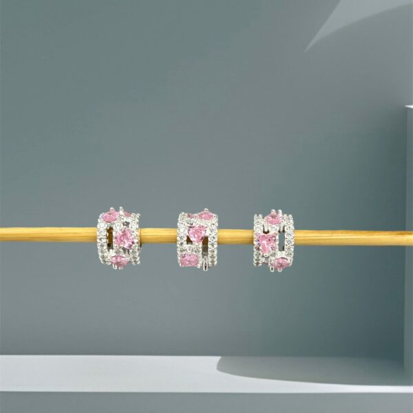 BERLOQUE SEPARADOR CORAÇÕES QUARTZO ROSA - PRATA 925