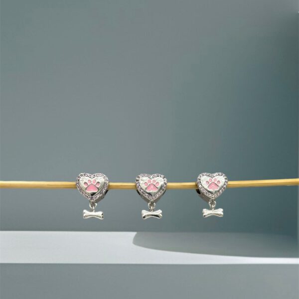 BERLOQUE CORAÇÃO PATA E OSSO - PRATA 925