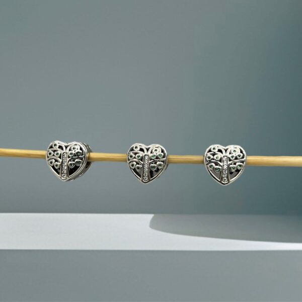 BERLOQUE CORAÇÃO ÁRVORE DA VIDA CRAVEJADA - PRATA 925