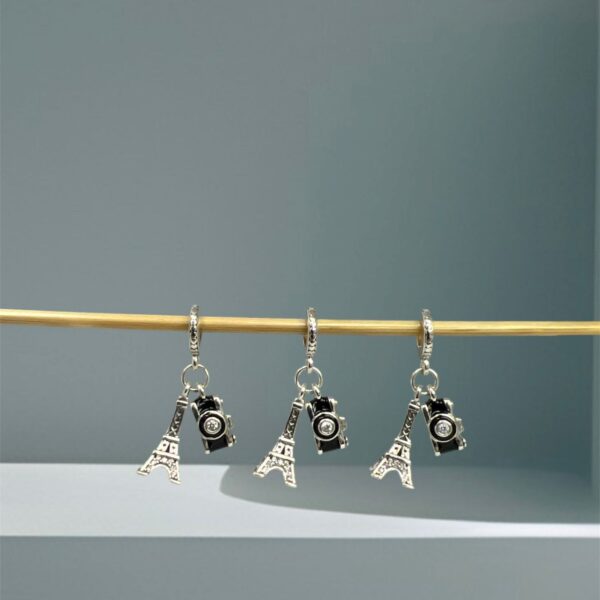 BERLOQUE CÂMERA E TORRE EIFFEL - PRATA 925