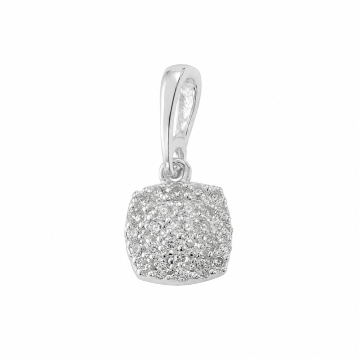 PINGENTE CRAVEJADO Pingente Quadrado Cravejado com Microzircônias Prata 925