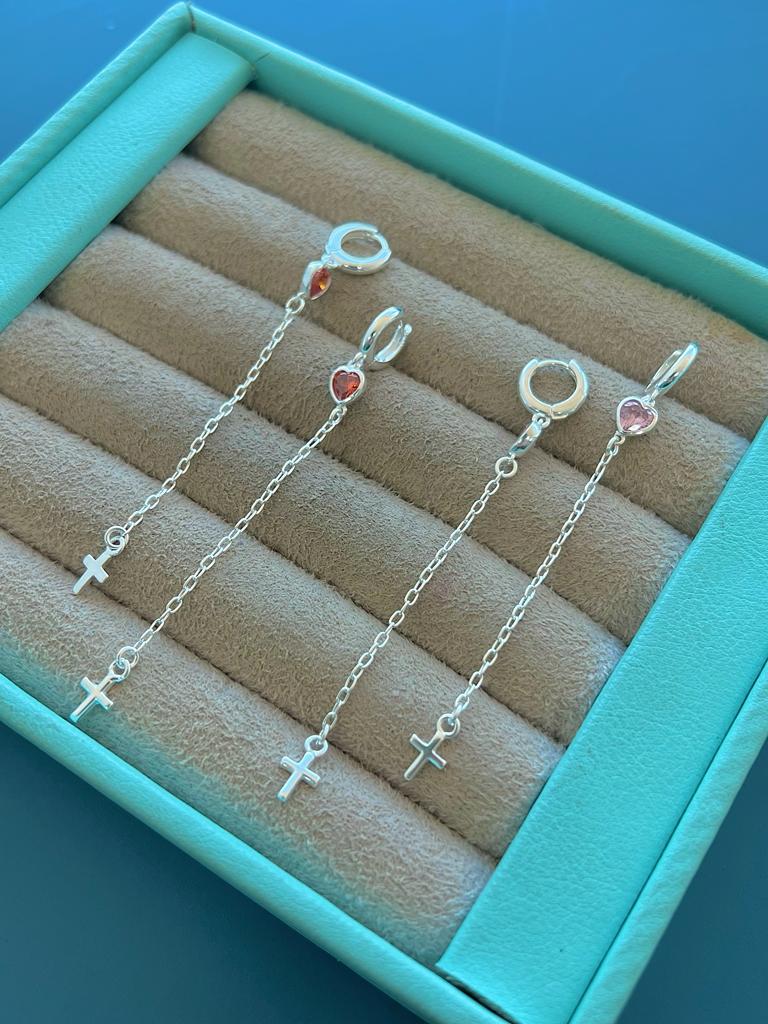 ARGOLA CLICK COM CORRETINHA / PINGENTE - PRATA 925