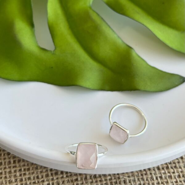 ANEL QUADRADO / PEDRAS NATURAIS - PRATA BALI 925 - Quartzo Rosa, 13