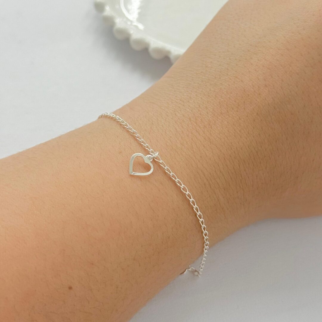 PULSEIRA INFANTIL CORAÇÃO - PRATA 925