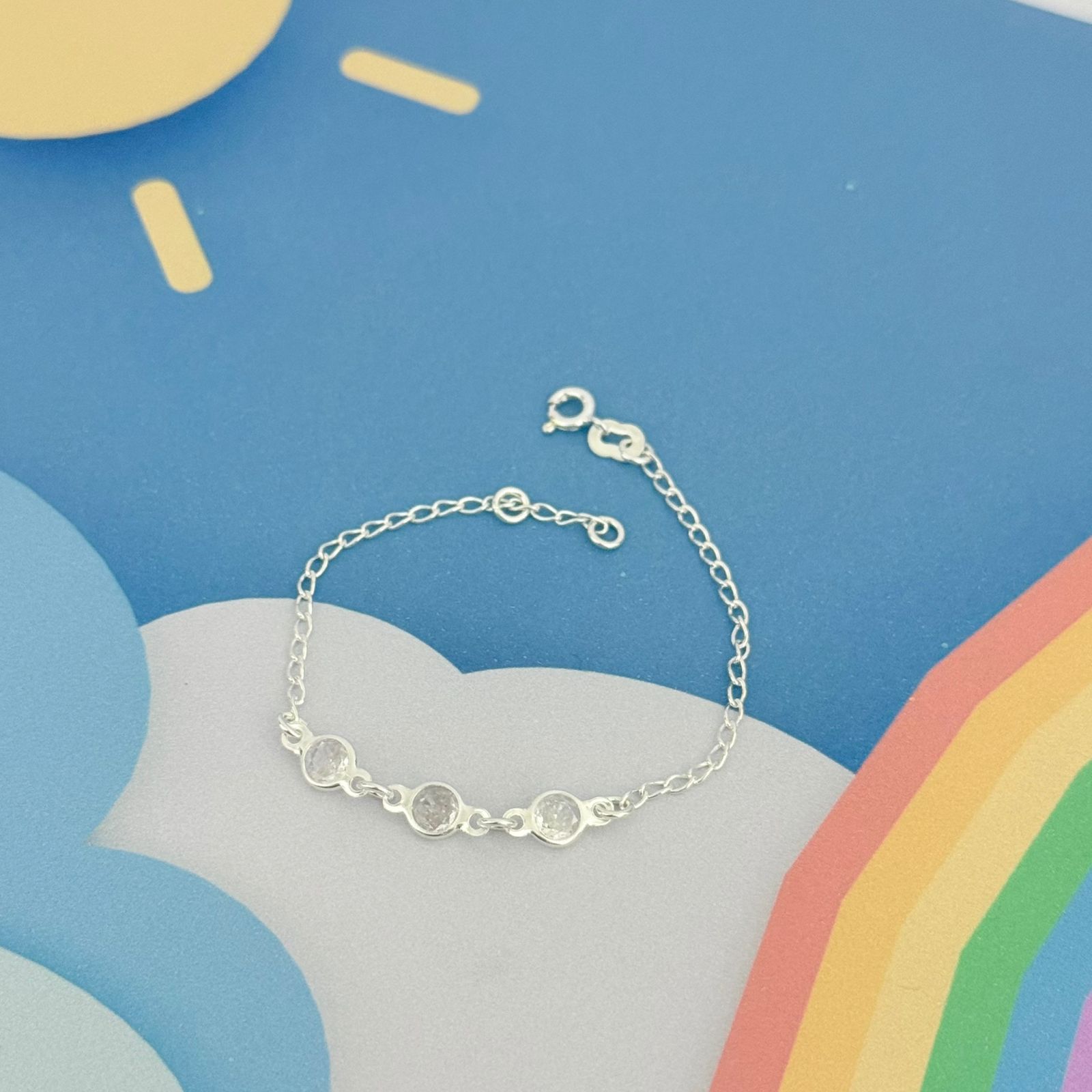 PULSEIRA INFANTIL ZIRCÔNIAS - PRATA 925