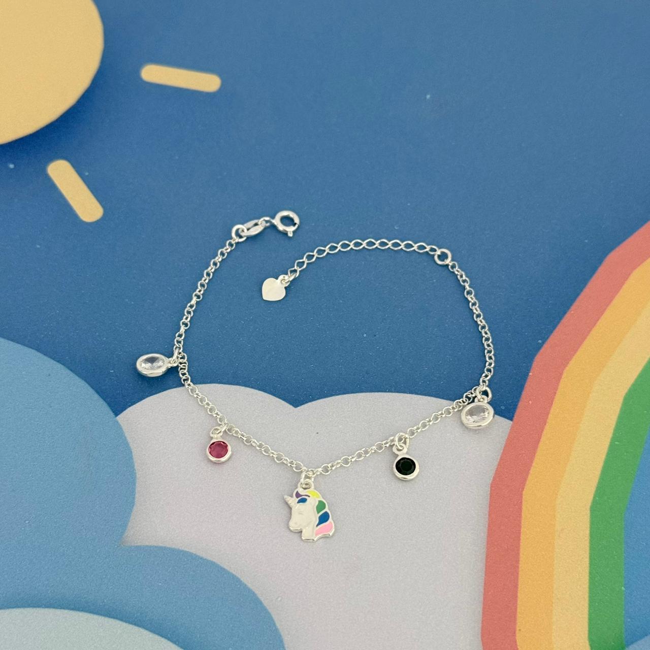 PULSEIRA INFANTIL UNICÓRNIO -  PRATA 925