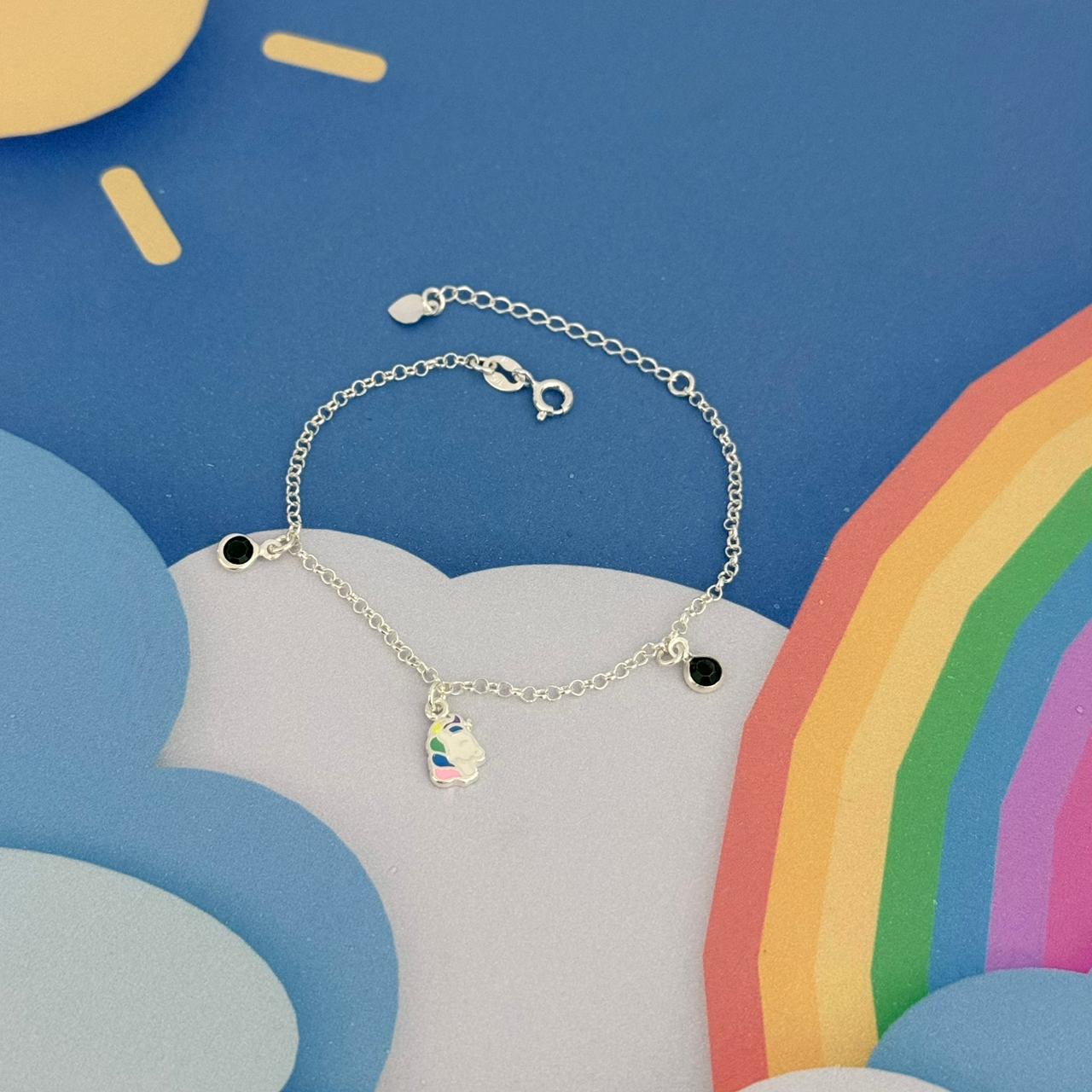 PULSEIRA INFANTIL UNICÓRNIO - PRATA 925