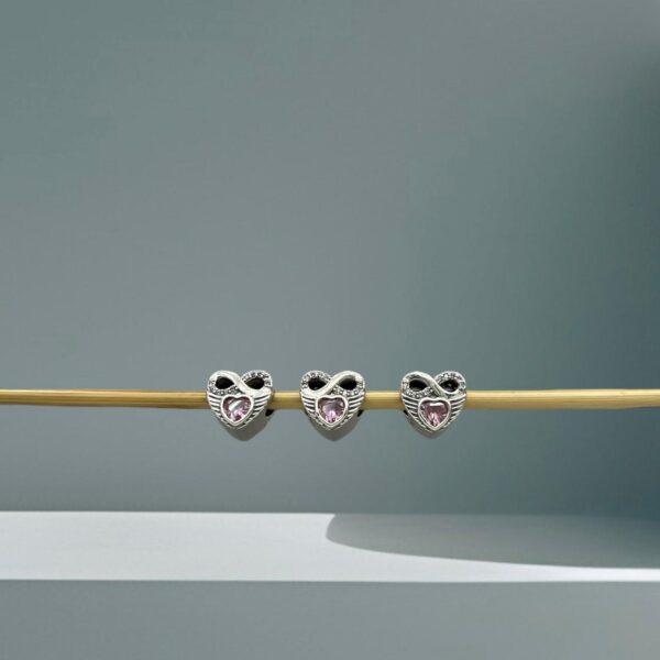 BERLOQUE CORAÇÃO ROSA INFINITO - PRATA 925