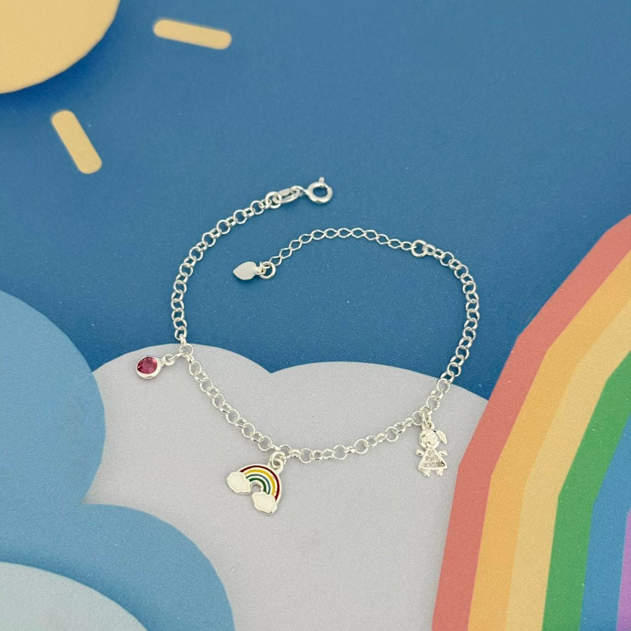 PULSEIRA INFANTIL ARCO ÍRIS - PRATA 925