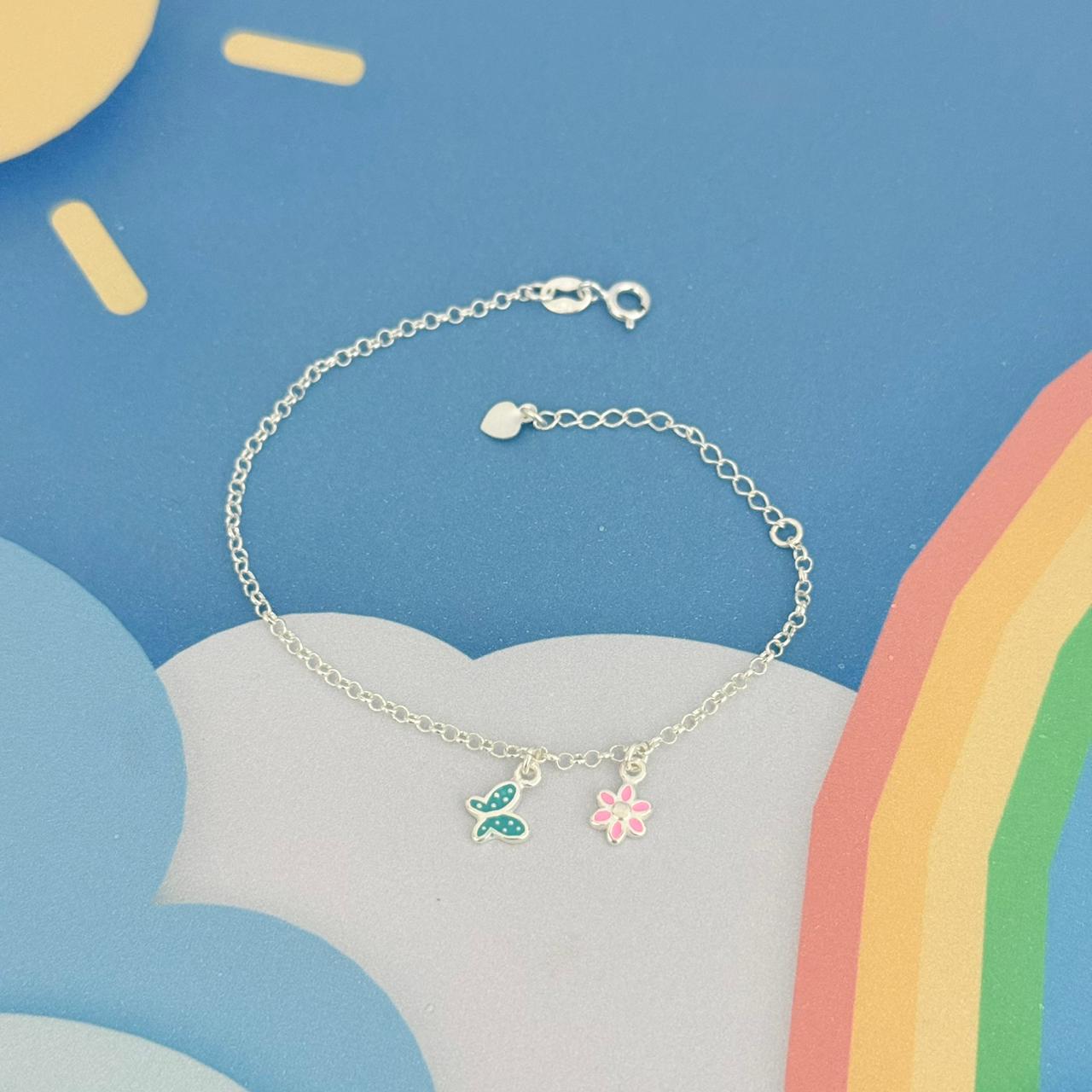 PULSEIRA INFANTIL BORBOLETA - PRATA 925