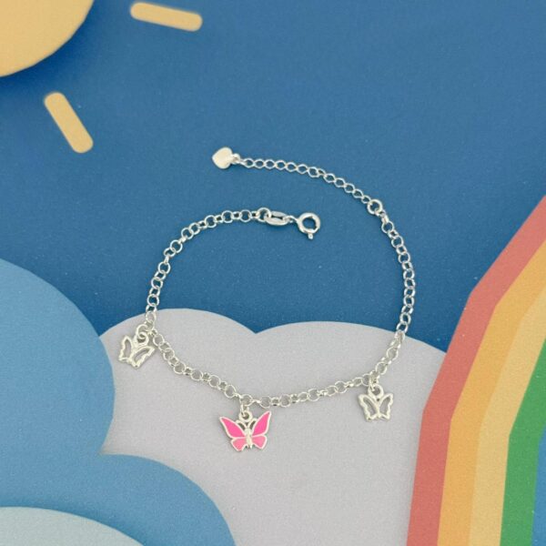 PULSEIRA INFANTIL BORBOLETAS - PRATA