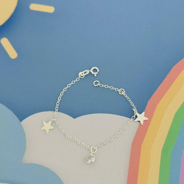 PULSEIRA INFANTIL ESTRELAS - PRATA 925