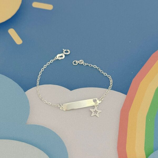 PULSEIRA INFANTIL PLAQUINHA ESTRELA - PRATA 925
