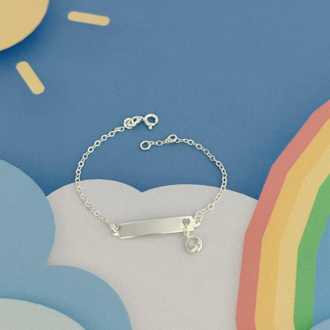 PULSEIRA INFANTIL PLAQUINHA COM ZIRCÔNIA - PRATA 925