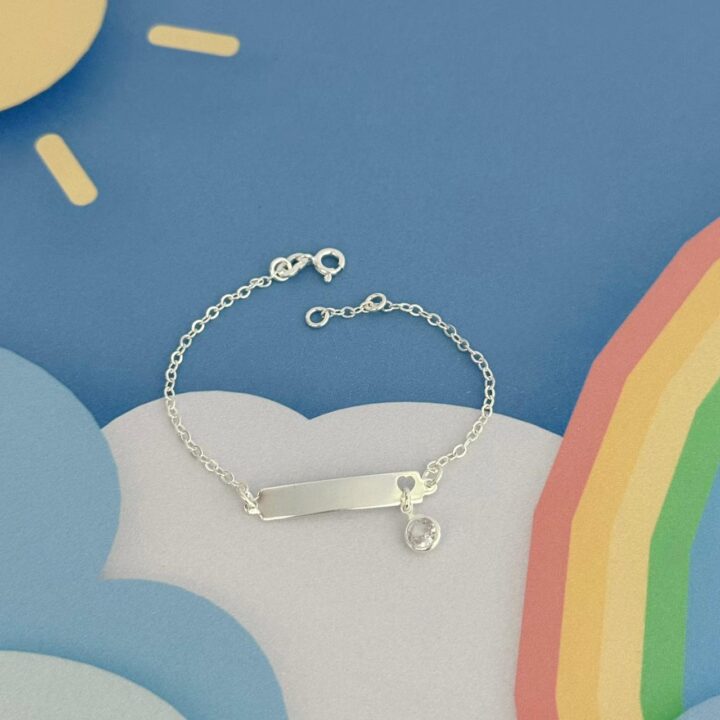 PULSEIRA INFANTIL PLAQUINHA COM ZIRCÔNIA - PRATA 925