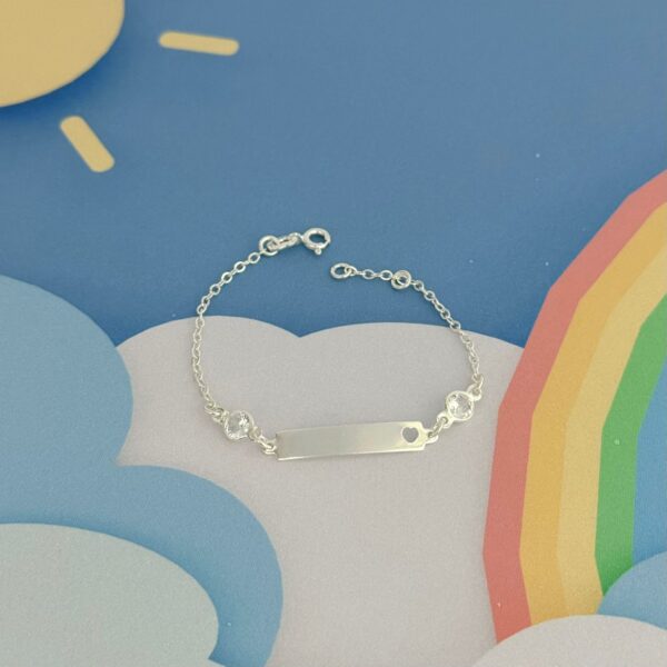 PULSEIRA INFANTIL PLAQUINHA COM ZIRCÔNIAS - PRATA 925