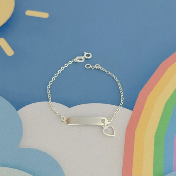 PULSEIRA INFANTIL PLAQUINHA CORAÇÃO - PRATA 925