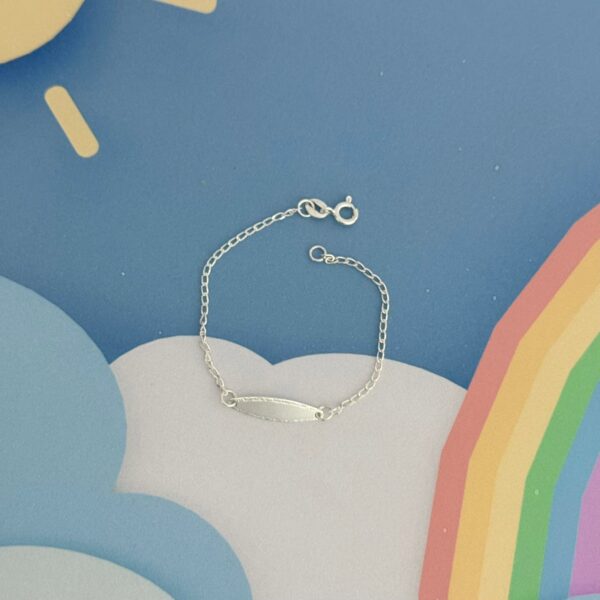 PULSEIRA INFANTIL PLAQUINHA NAVETE- PRATA 925