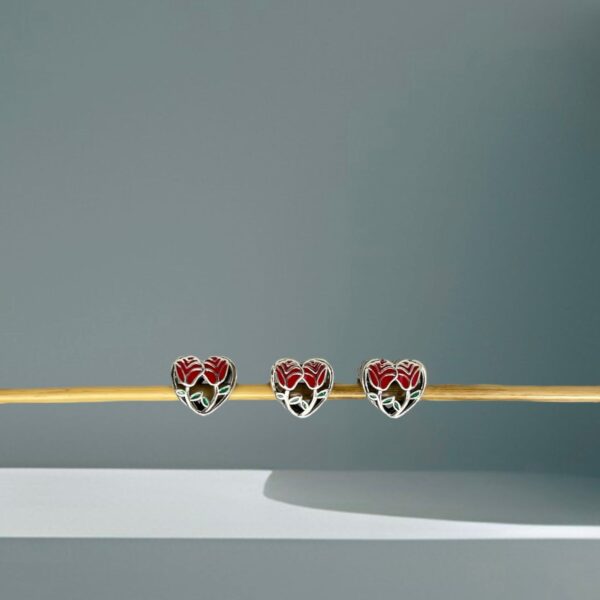 BERLOQUE CORAÇÃO COM ROSAS - PRATA 925