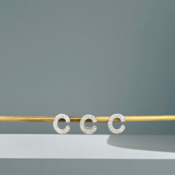 BERLOQUE LETRA  CRAVEJADA - PRATA 925 - C